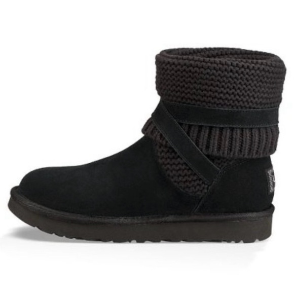 UGG Purl Strap Winter Boots BLACK 8 - Picture 3 of 7